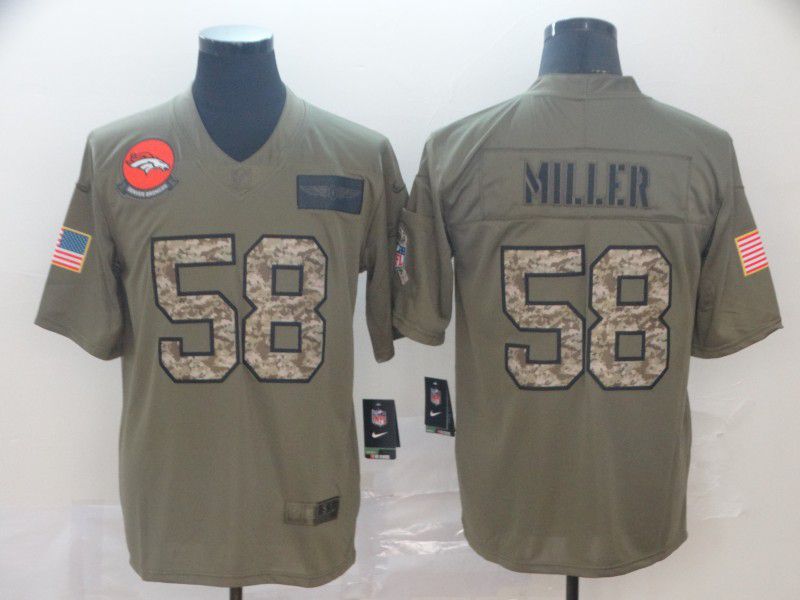 Men Denver Broncos #58 Miller Nike 2019 Olive Camo Salute to Service Limited NFL Jerseys